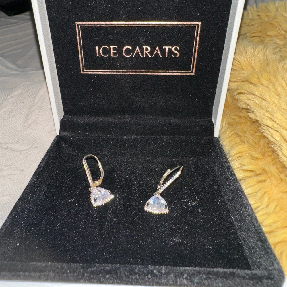 Silver Earrings with Clear Stones